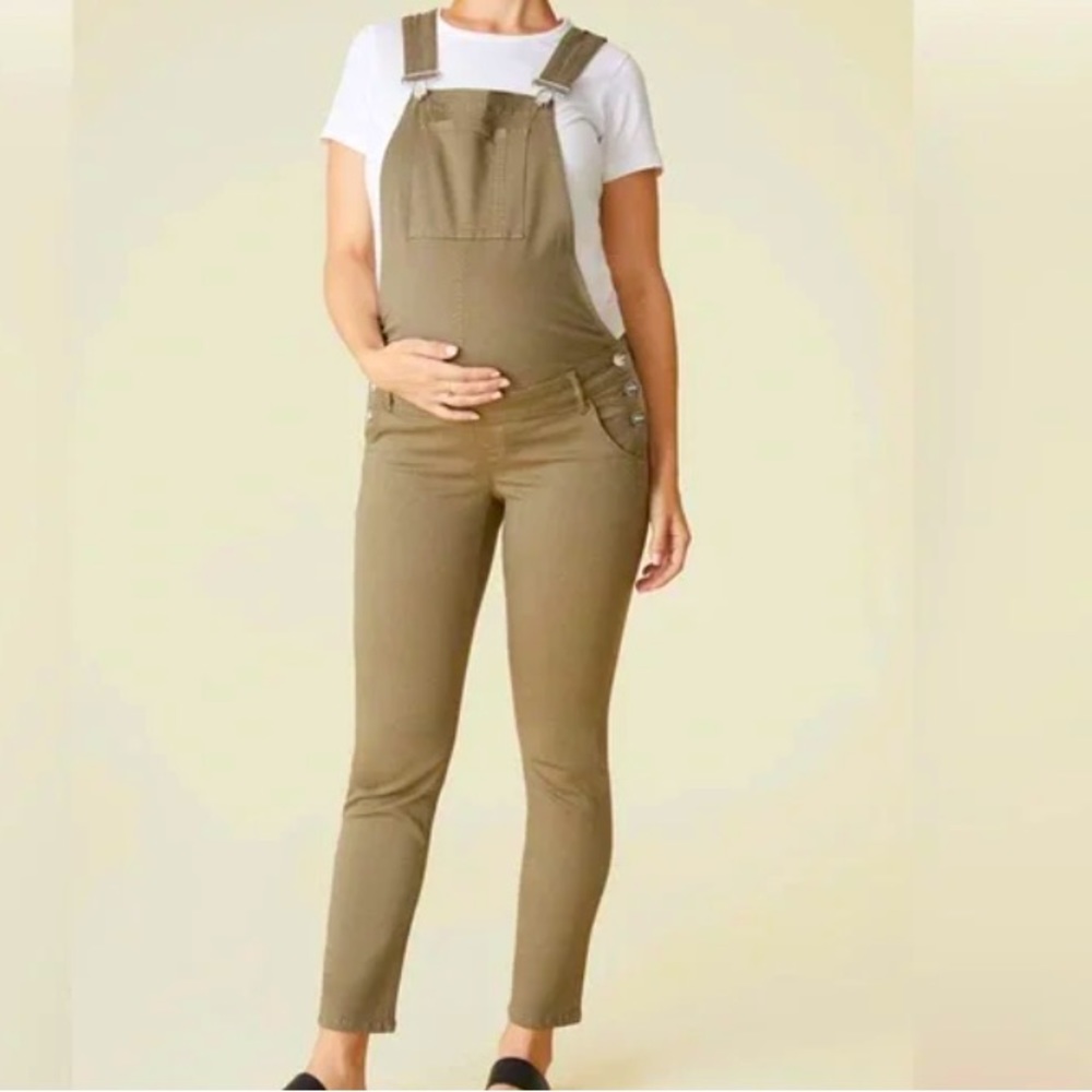 Warp & Weft maternity overalls in olive green